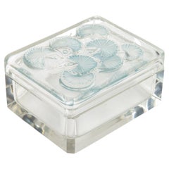 1936 René Lalique:: Box Bluets Klarglas mit blauer Patina