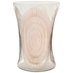 1936 René Lalique Los Angeles Vase in Clear and Frosted Glass with Sepia Patina