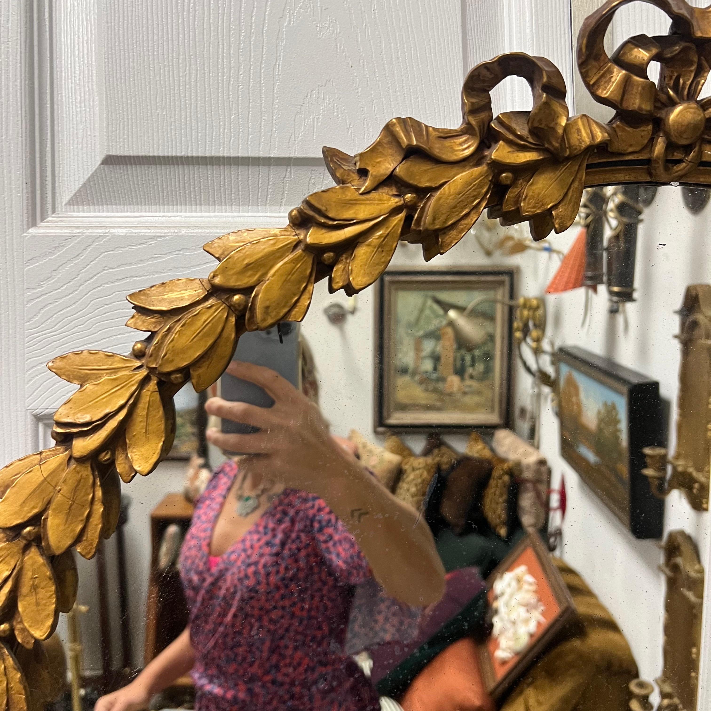 Rococo Revival 1936 Round Bow Mirror For Sale