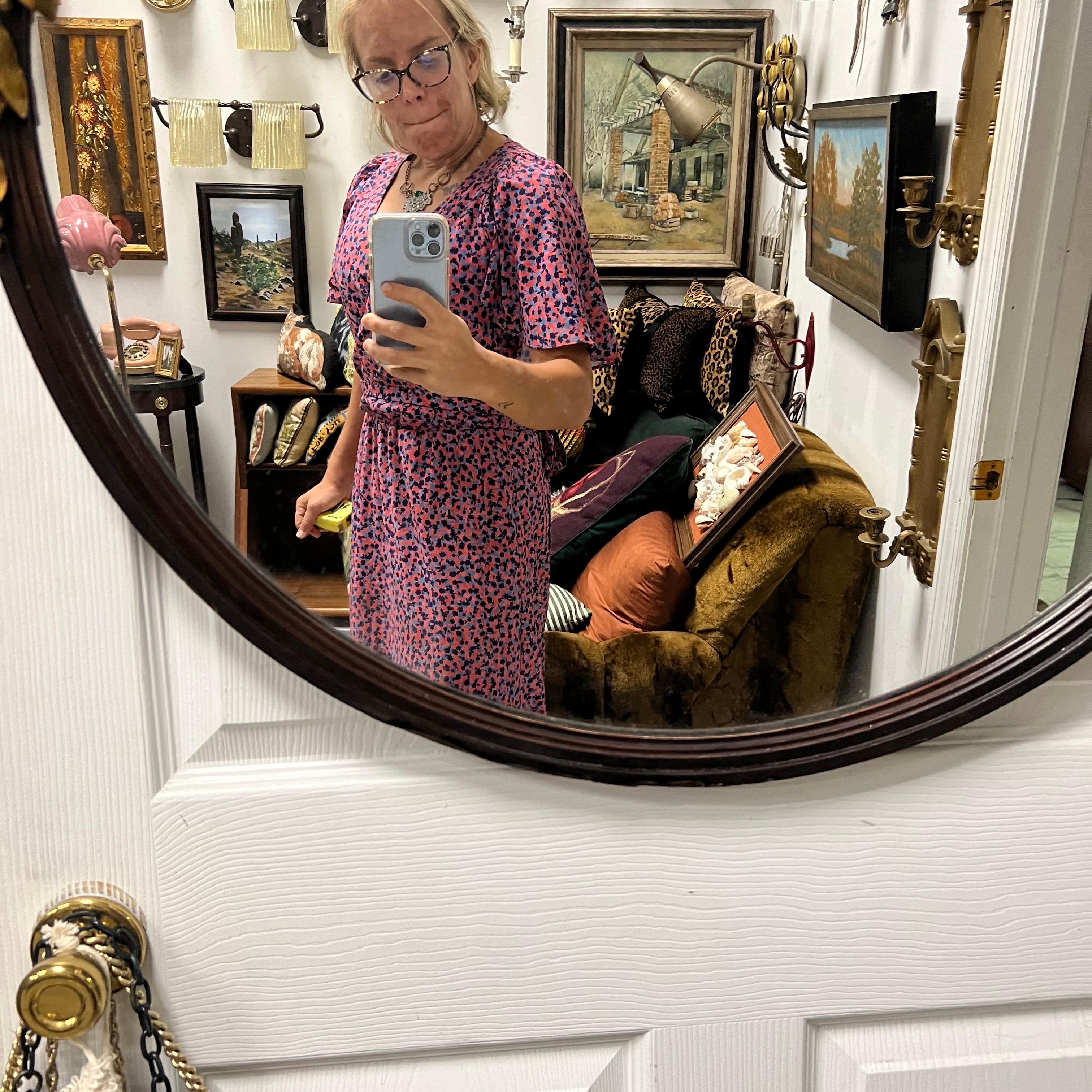 Giltwood 1936 Round Bow Mirror For Sale