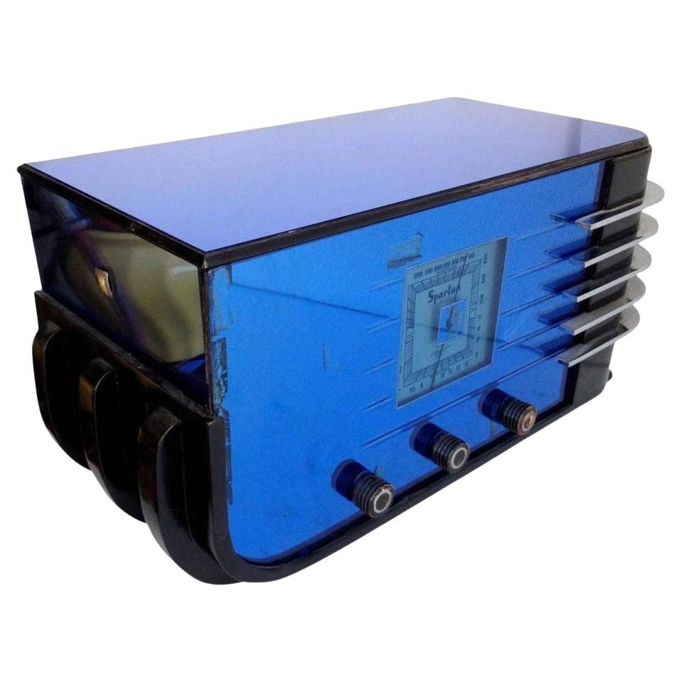 1936 Sparton Model 557 "Sled" Cobalt Glass Deco Radio by Walter Dorwin Teague For Sale