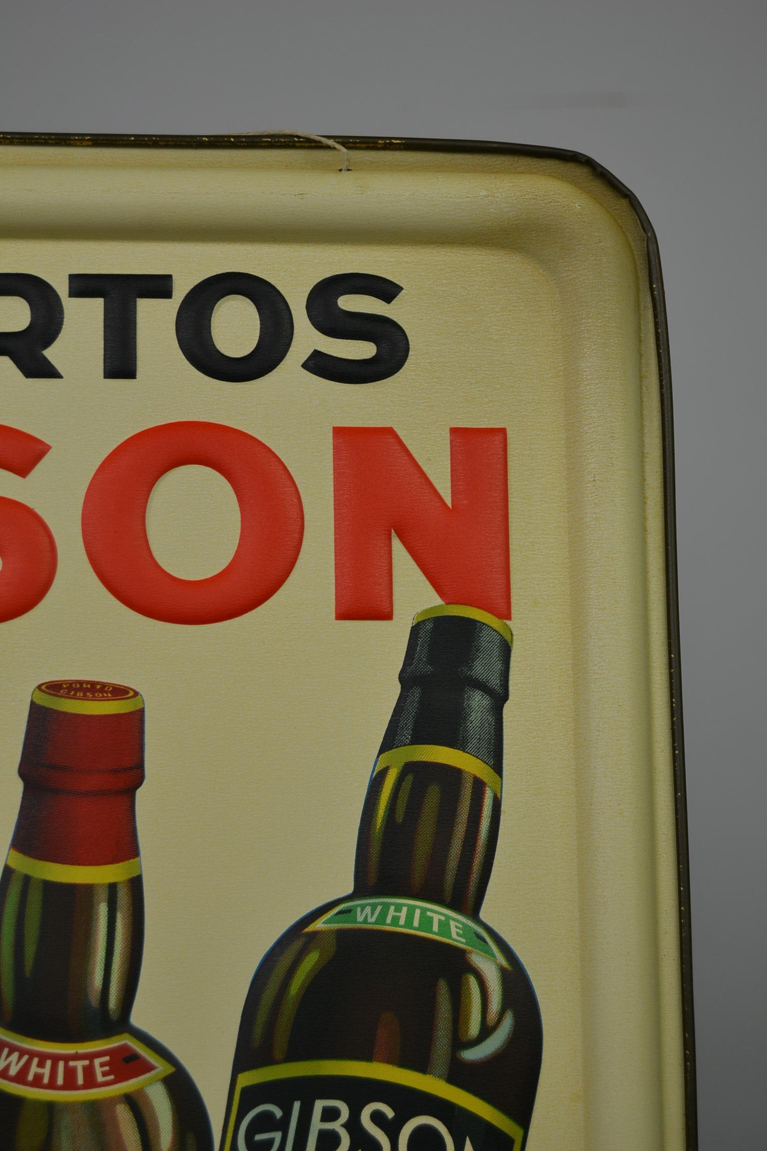 1936 Tin Sign for Les Portos Gibson, Appetizer Drink 4