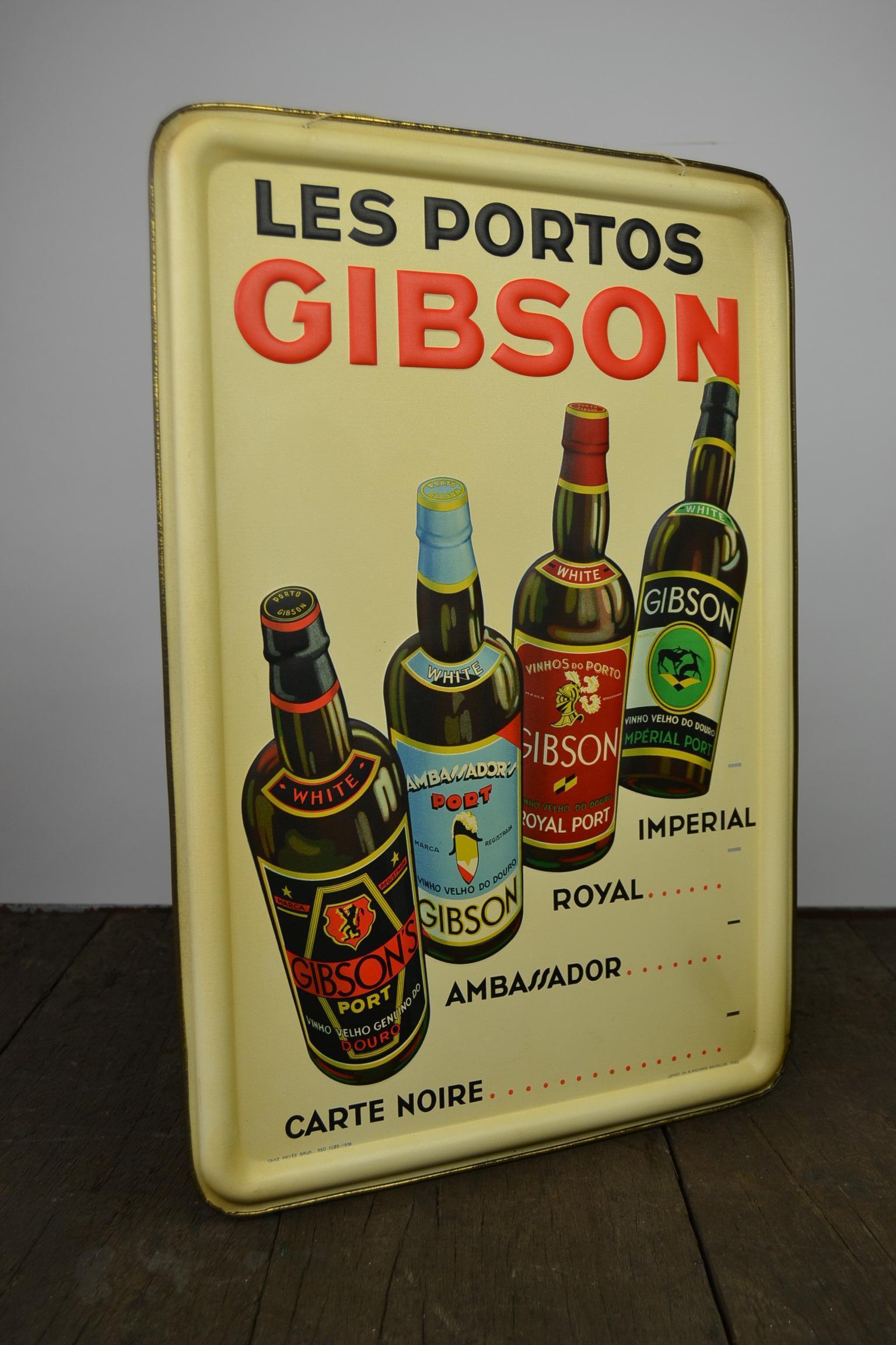 1936 Tin Sign for Les Portos Gibson, Appetizer Drink 7