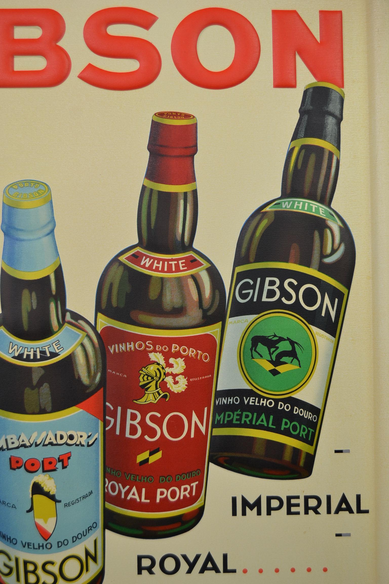 1936 Tin Sign for Les Portos Gibson, Appetizer Drink 2