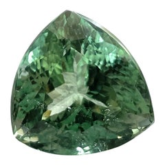 19.37 Carats Green Blue Tourmaline Trillion Faceted Cut Stone Natural Gemstone