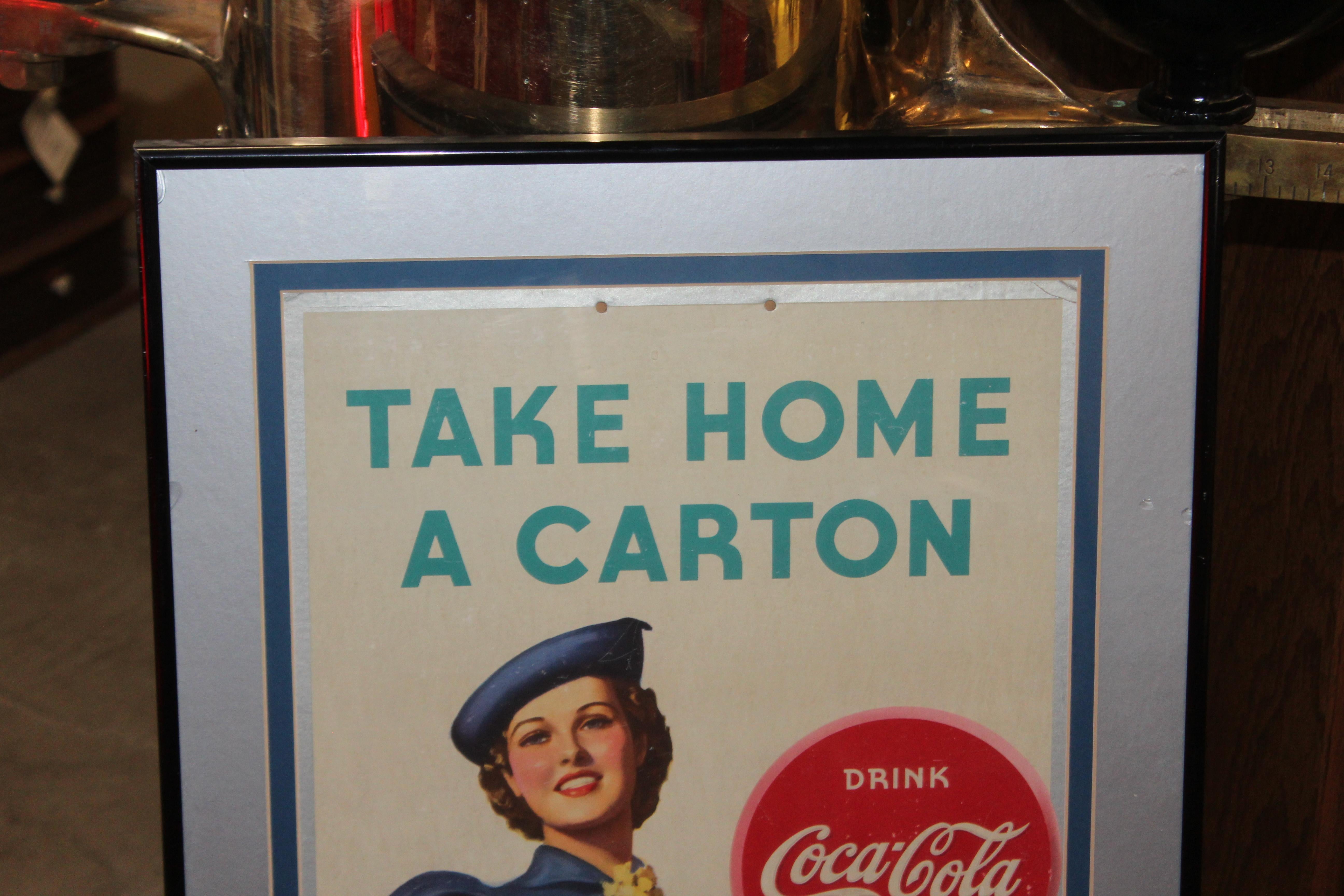 Great piece of Coca Cola advertising on cardboard. This advertising is by Snyder & Black Inc. NY Litho from 1937.