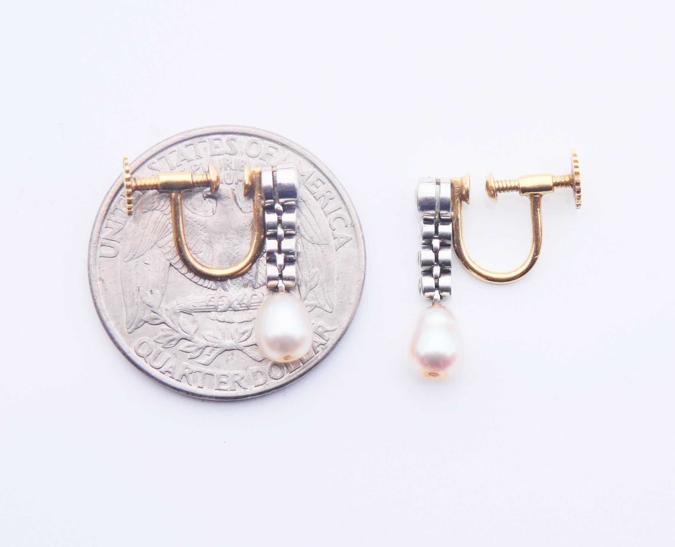 1937 Earrings 0.4 ctw Diamonds Pearls solid 18K Gold / 3.3 gr For Sale 4