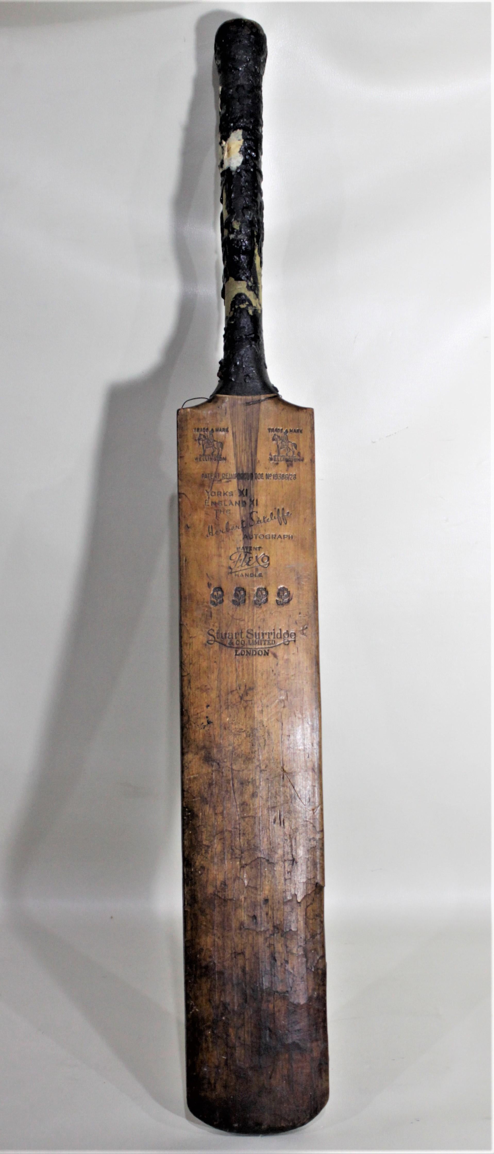 This cricket bat dates from the 1937 tournament hosted by England who played New Zealand, the visiting team. The tournament was composed of three games, two of which resulted in a Draw. This bat appears to have been from one of these games that