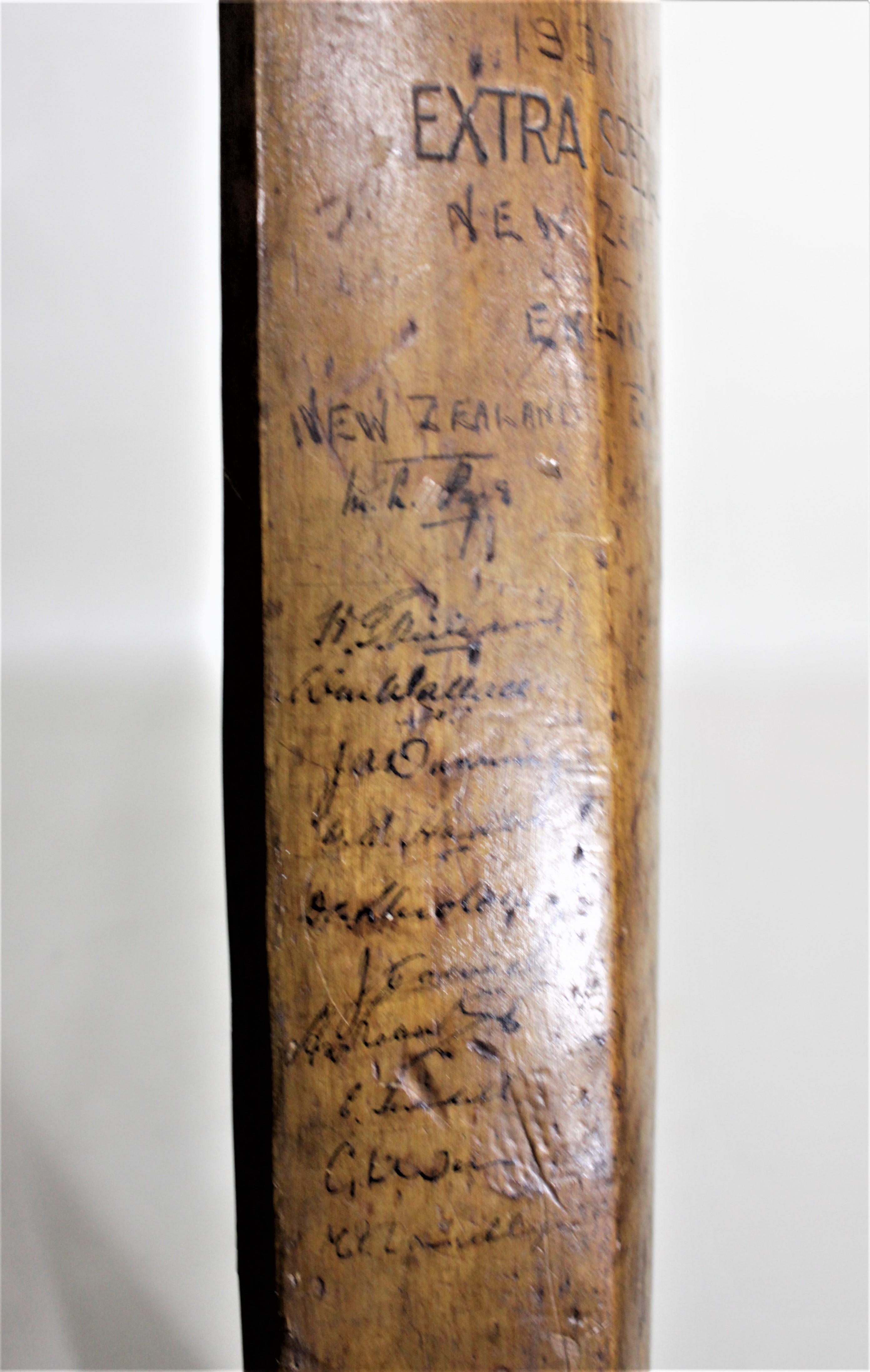 20th Century 1937 England VS New Zealand Cricket Tournament Teams Autographed Game Bat