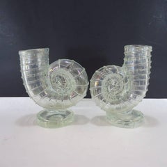 1937 Ercole Barovier for Ferro Toso Barovier Murano Glass "Nautilus" Vessels