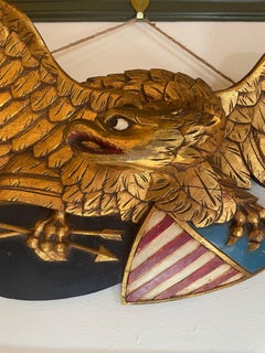 1937 Hand-Carved and Gilded American Eagle Wall Plaque