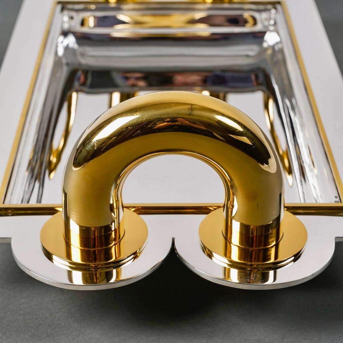 1937 Jean Puiforcat Art Deco Modernist Fruit Plate Tray Sterling Silver Vermeil For Sale 1