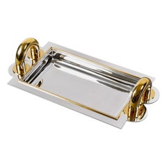 1937 Jean Puiforcat Art Deco Modernistisches Obstteller-Tablett aus Sterlingsilber und Vermeil