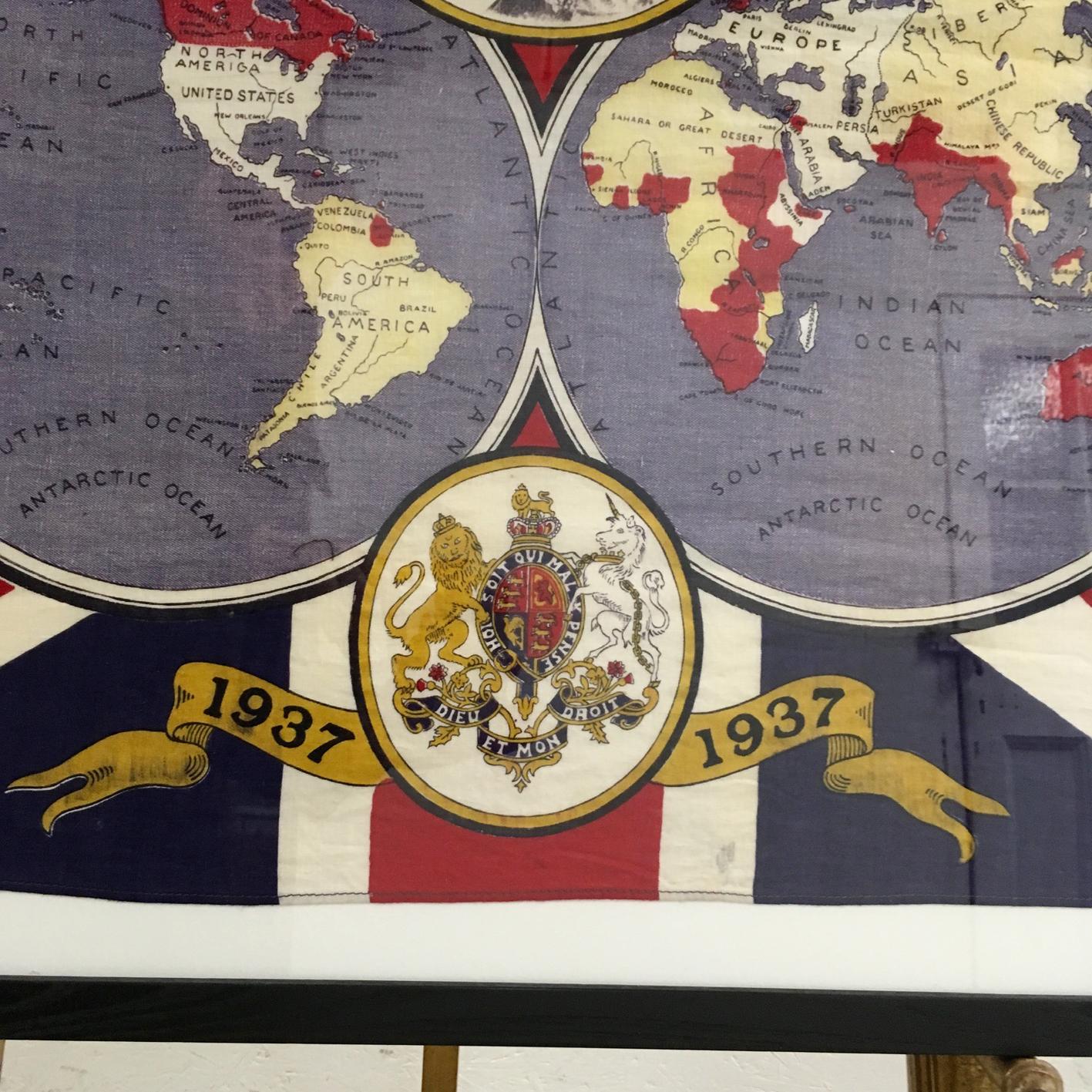 Cotton 1937 King George VI Coronation Framed Flag