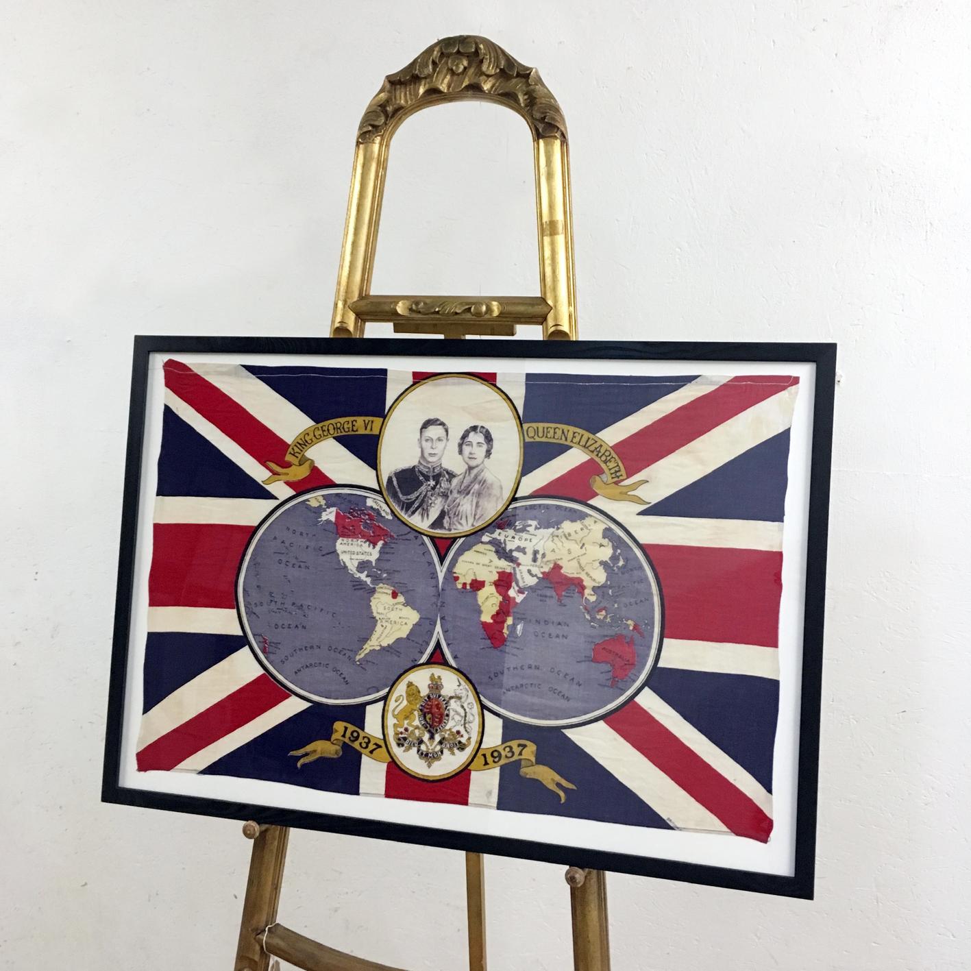 1937 King George VI Coronation framed flag

This is a vintage and original flag made for the coronation, Street Parties And Celebrations In 1937

There are some age related marks as expected with age and use

Frame size: 83cm x 56cm x