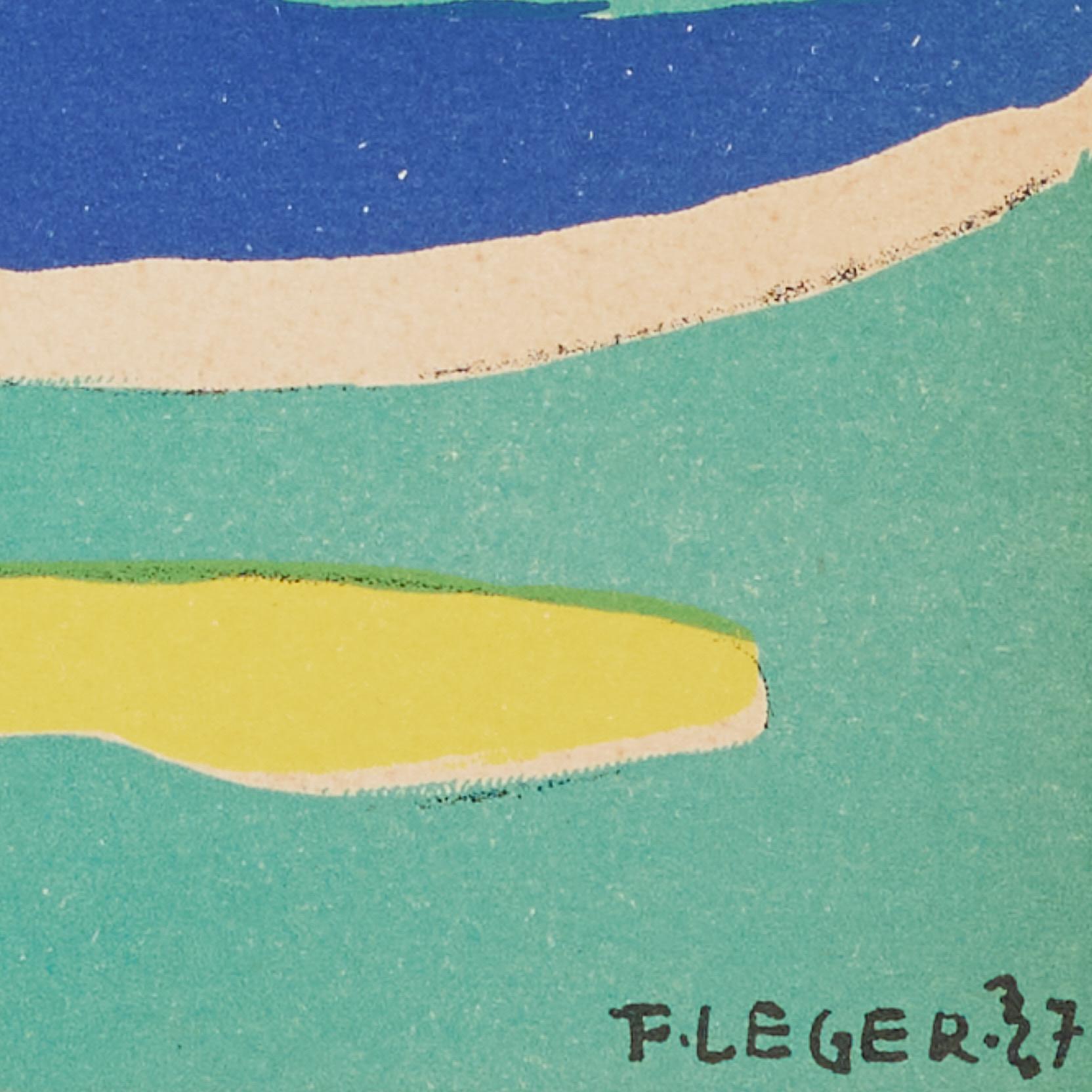 1937 Léger Abstract Landscape — Colour Lithograph from Verve Vol. I, Mourlot mediados del siglo XX en venta