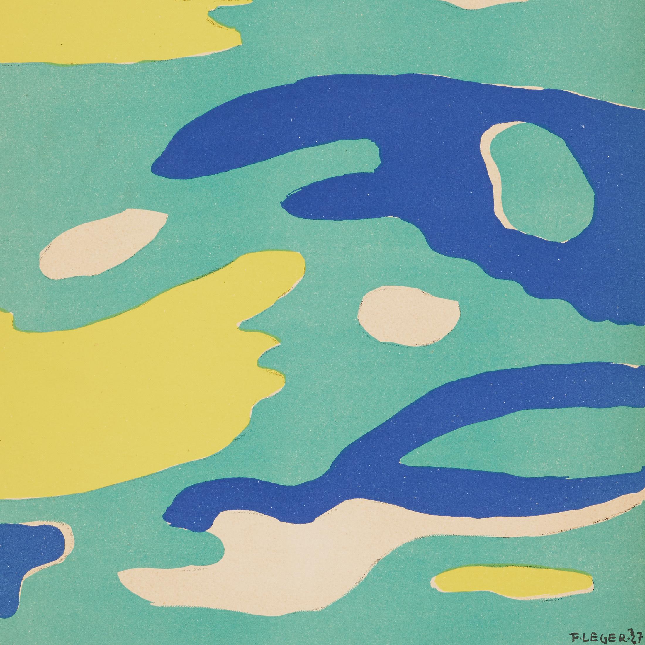 1937 Léger Abstract Landscape — Colour Lithograph from Verve Vol. I, Mourlot Madera en venta