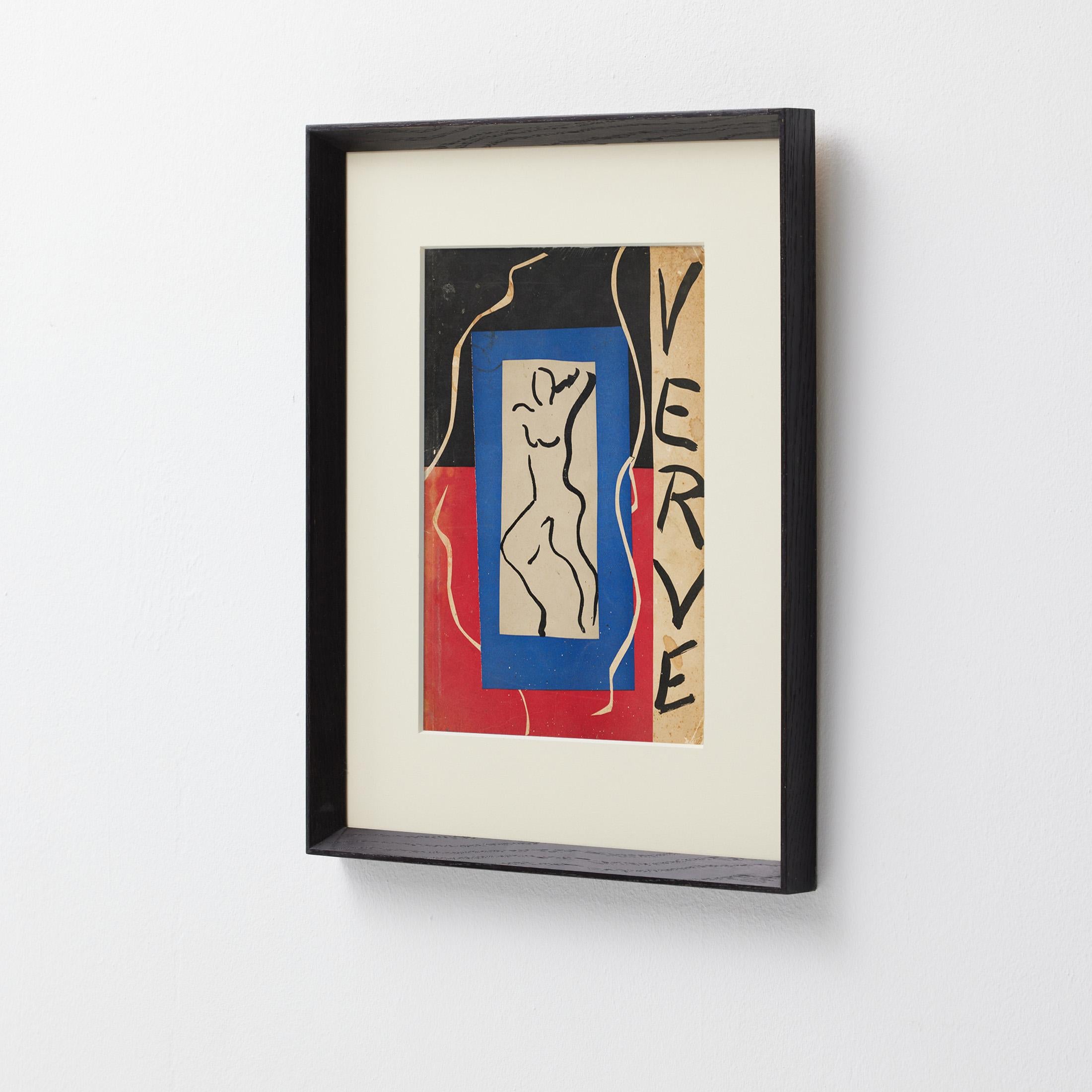 1937 Matisse Collage Cover — Original Verve Lithograph (Mourlot), Framed Example en venta 3
