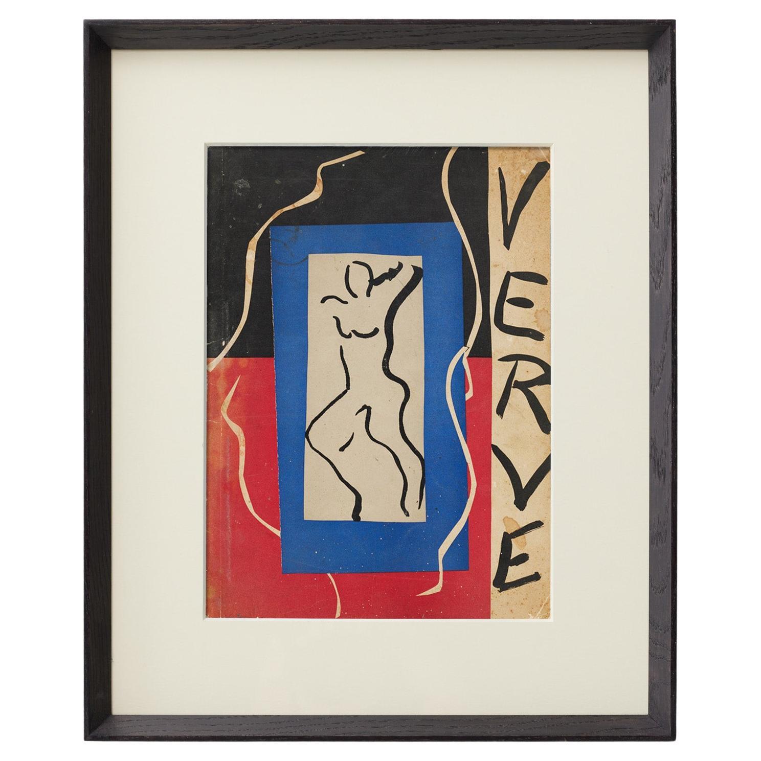 1937 Matisse Collage Cover — Original Verve Lithograph (Mourlot), Framed Example