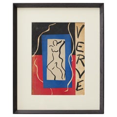 1937 Matisse Collage Cover — Original Verve Lithograph (Mourlot), Framed Example