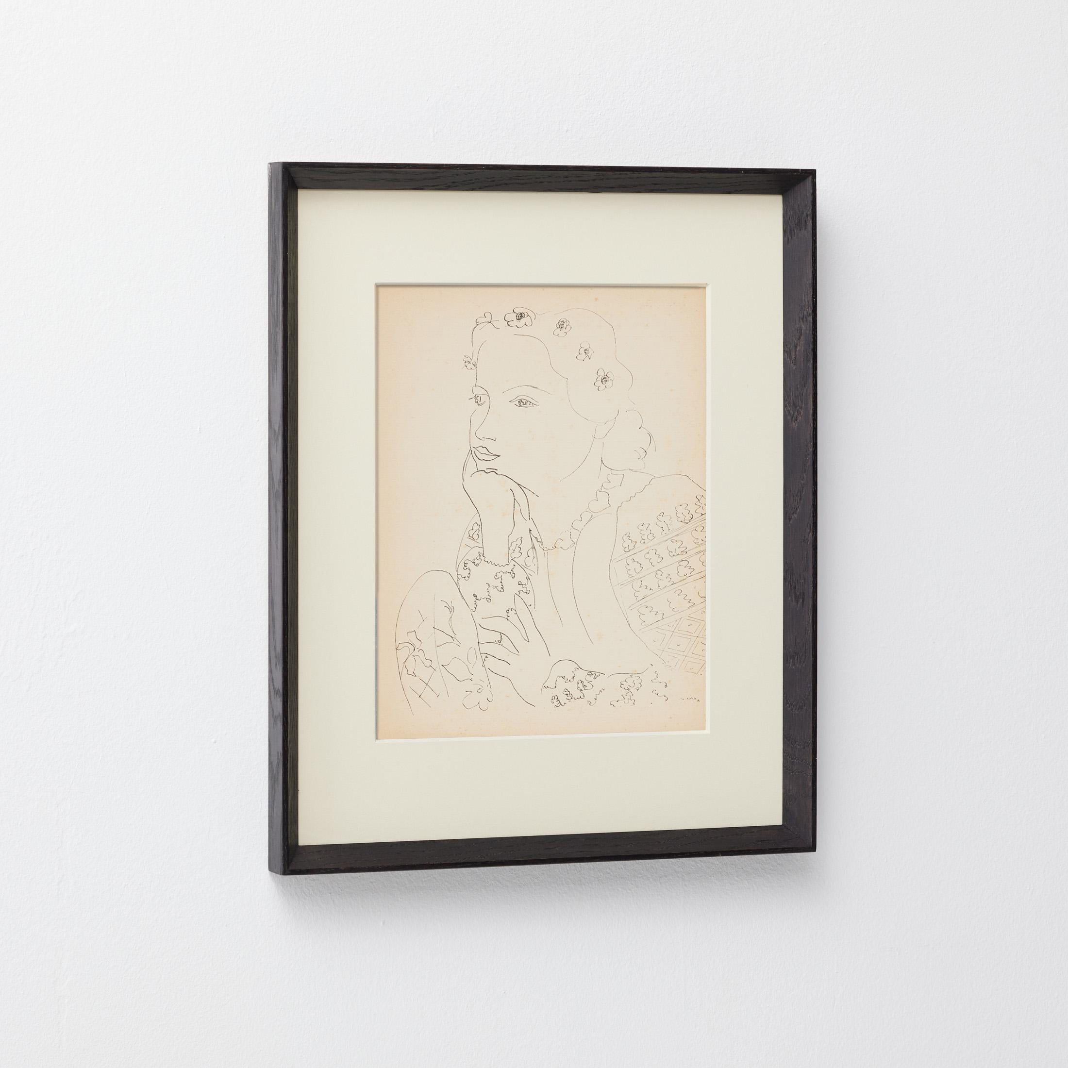 1937 Matisse Fine-Line Portrait Heliogravure from Verve Vol I, Museum-Framed en venta 2