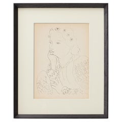 1937 Matisse Fine-Line Portrait Heliogravure from Verve Vol I, Museum-Framed