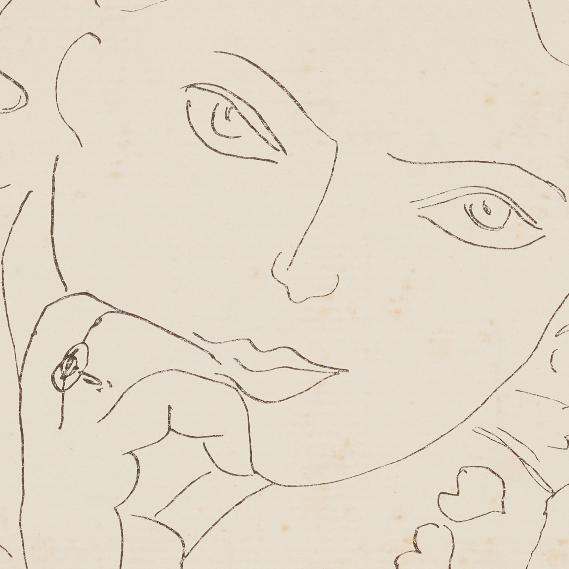 1937 Matisse Fine-Line Portrait II — Heliogravure from Verve, Museum-Framed en venta 2