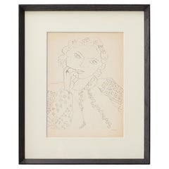 1937 Matisse Fine-Line Portrait II — Heliogravure from Verve, Museum-Framed