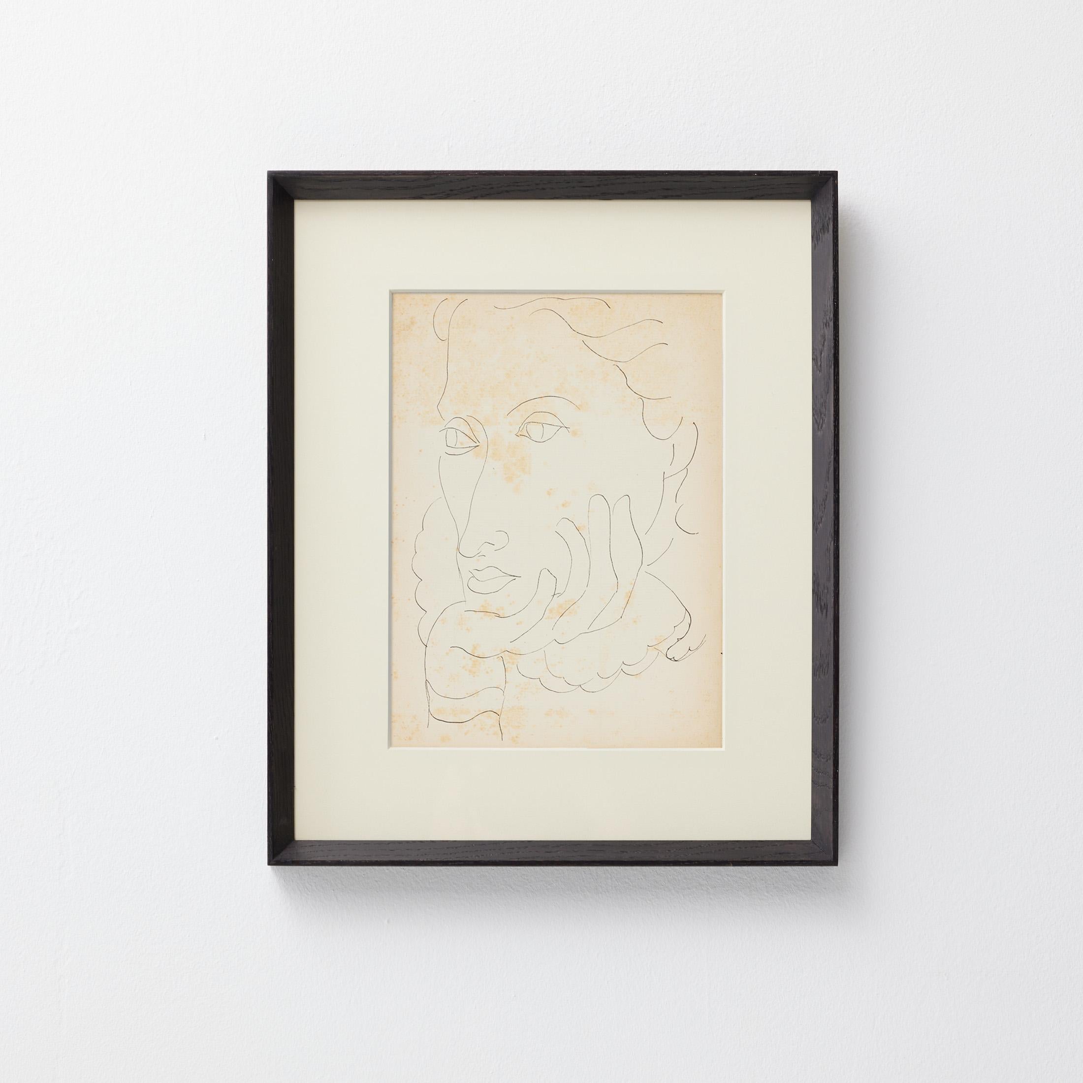 1937 Matisse Fine-Line Portrait III — Unsigned Verve Heliogravure, Black-Lacquer Frame & Free Worldwide Shipping

A single continuous line transforms into a thoughtful visage: this 1937 heliogravure by Henri Matisse radiates quiet intensity, the