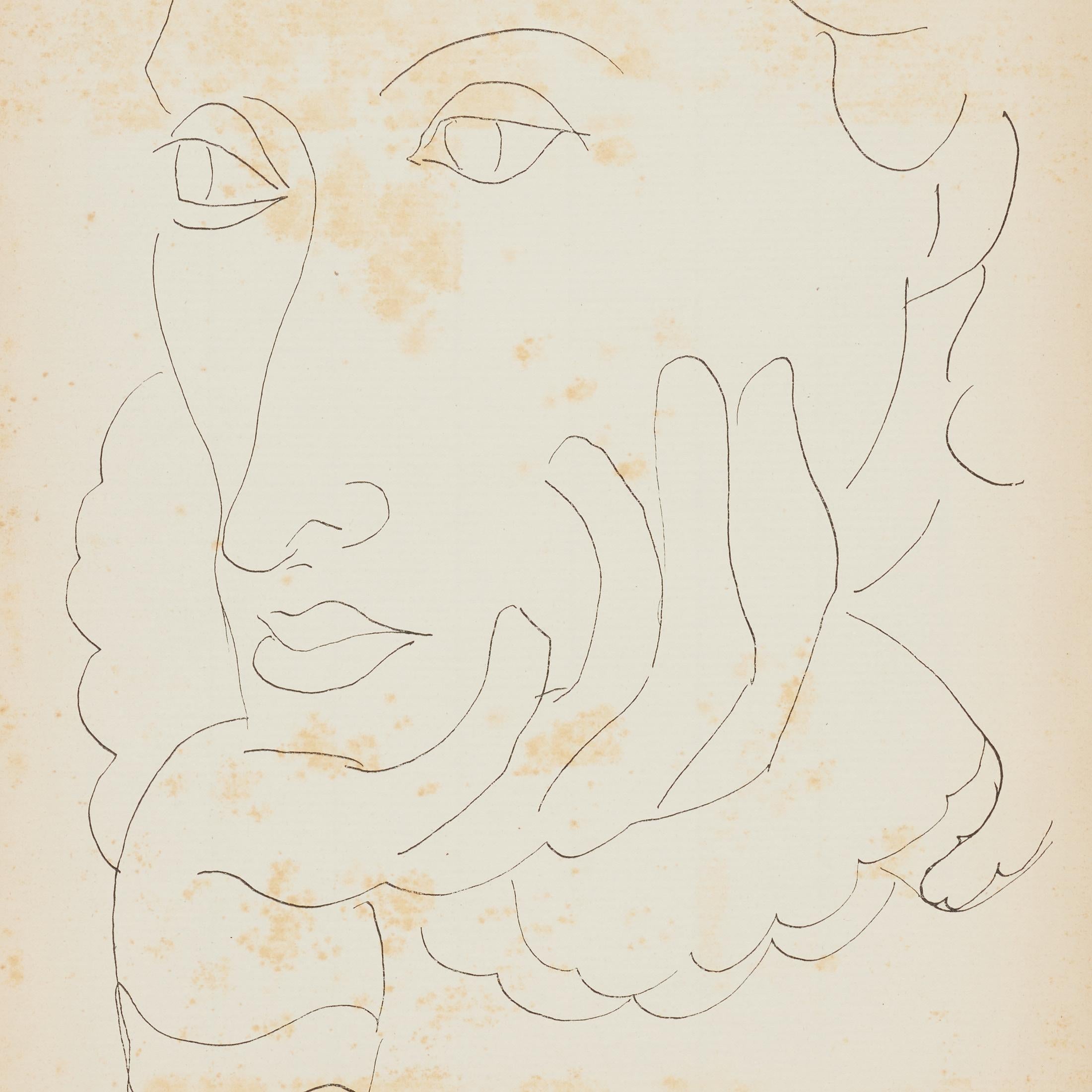 1937 Matisse Fine-Line Portrait III — Heliogravure from Verve, Museum-Framed Moderno de mediados de siglo en venta