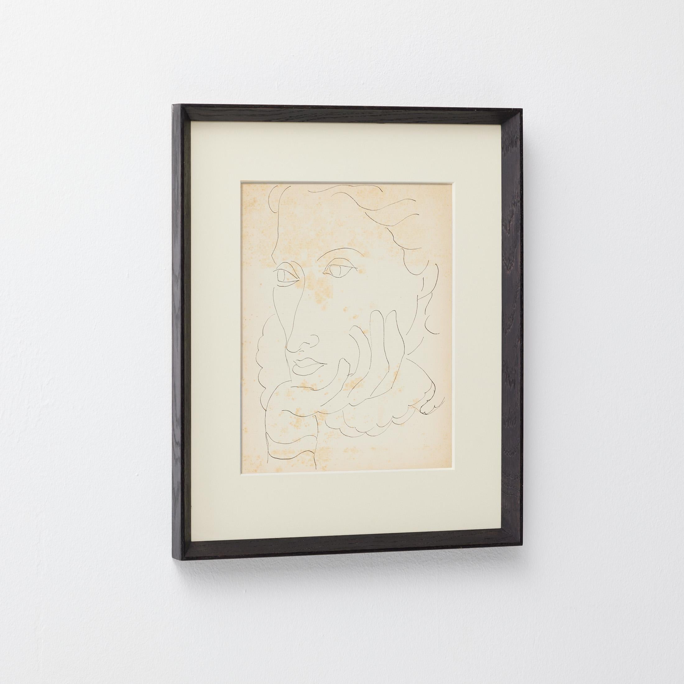 1937 Matisse Fine-Line Portrait III — Heliogravure from Verve, Museum-Framed Francés en venta