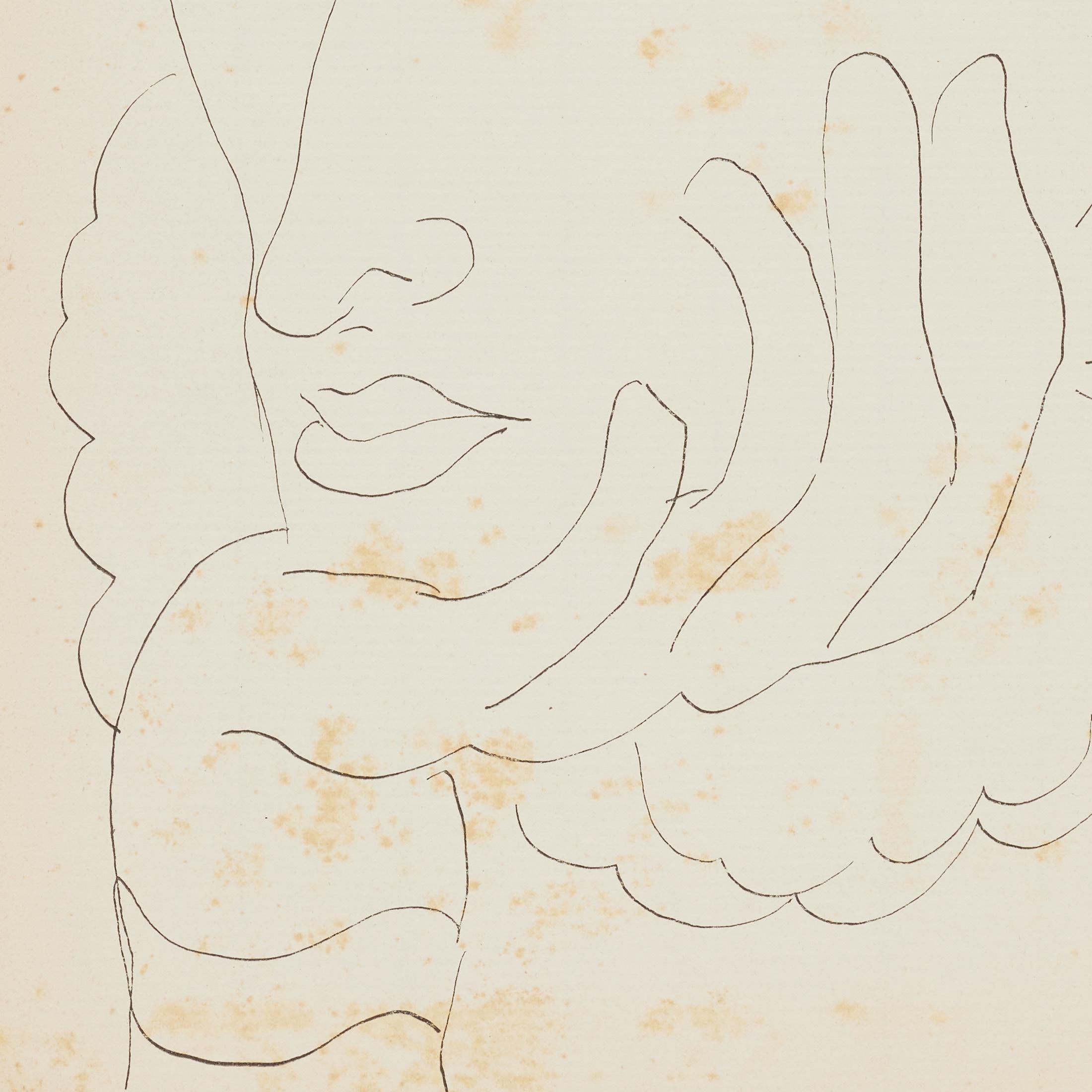 1937 Matisse Fine-Line Portrait III — Heliogravure from Verve, Museum-Framed en venta 1