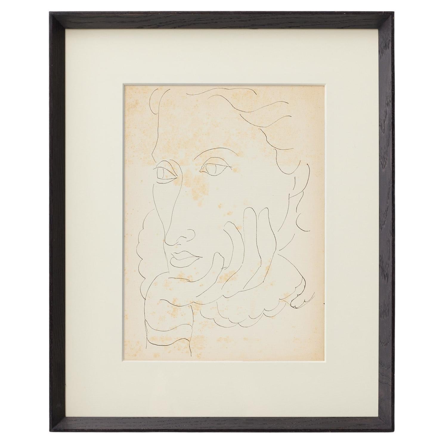 1937 Matisse Fine-Line Portrait III — Heliogravure from Verve, Museum-Framed