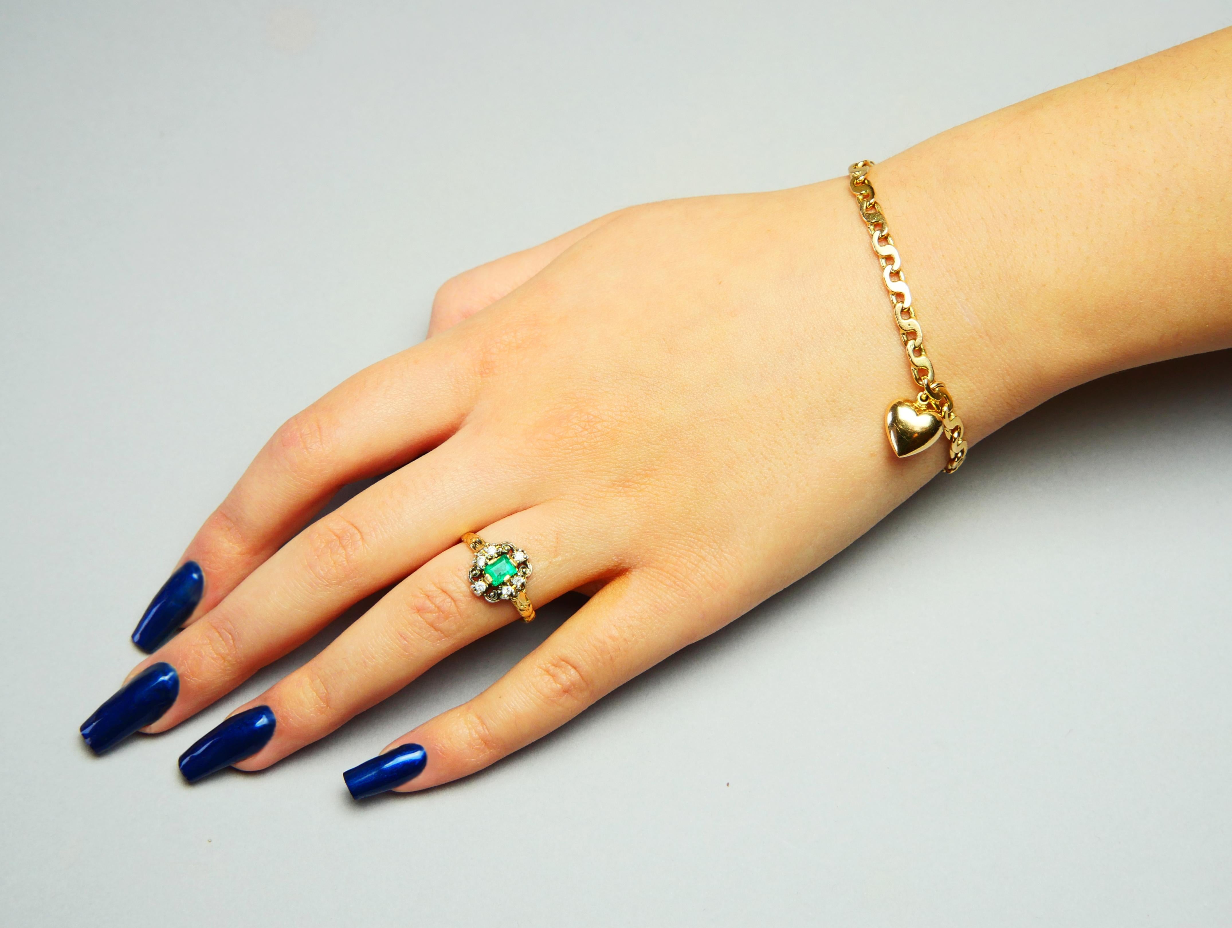 1937 Nordic Ring Emerald Diamonds solid 18K Gold ØUS 7.75US / 3.75 gr For Sale 1