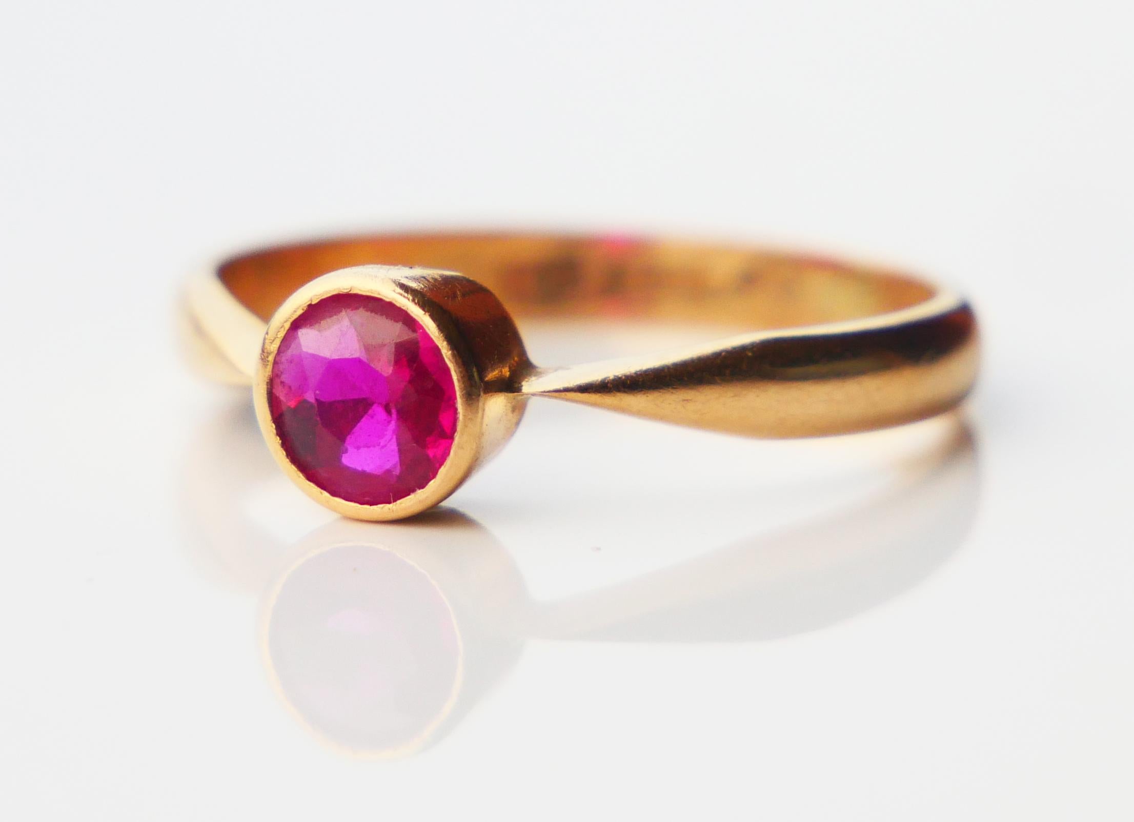 1937 Anillo Nórdico Rubí macizo Oro 18K Ø8US / 2,85 gr en venta 5