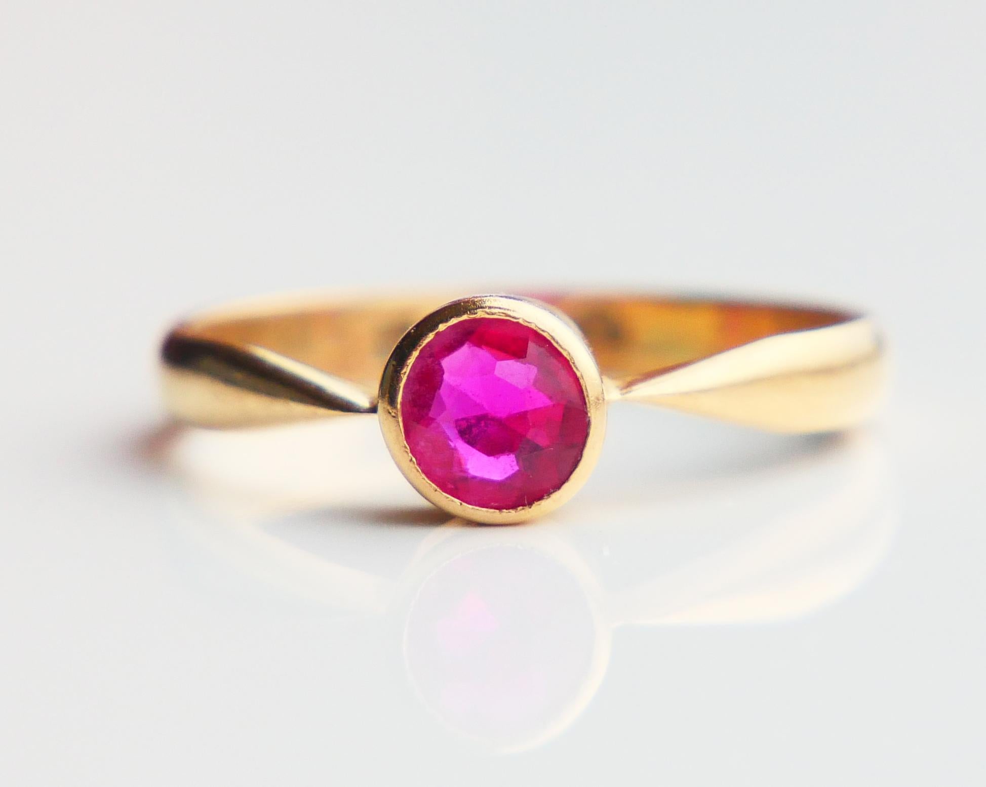 1937 Anillo Nórdico Rubí macizo Oro 18K Ø8US / 2,85 gr en venta 7