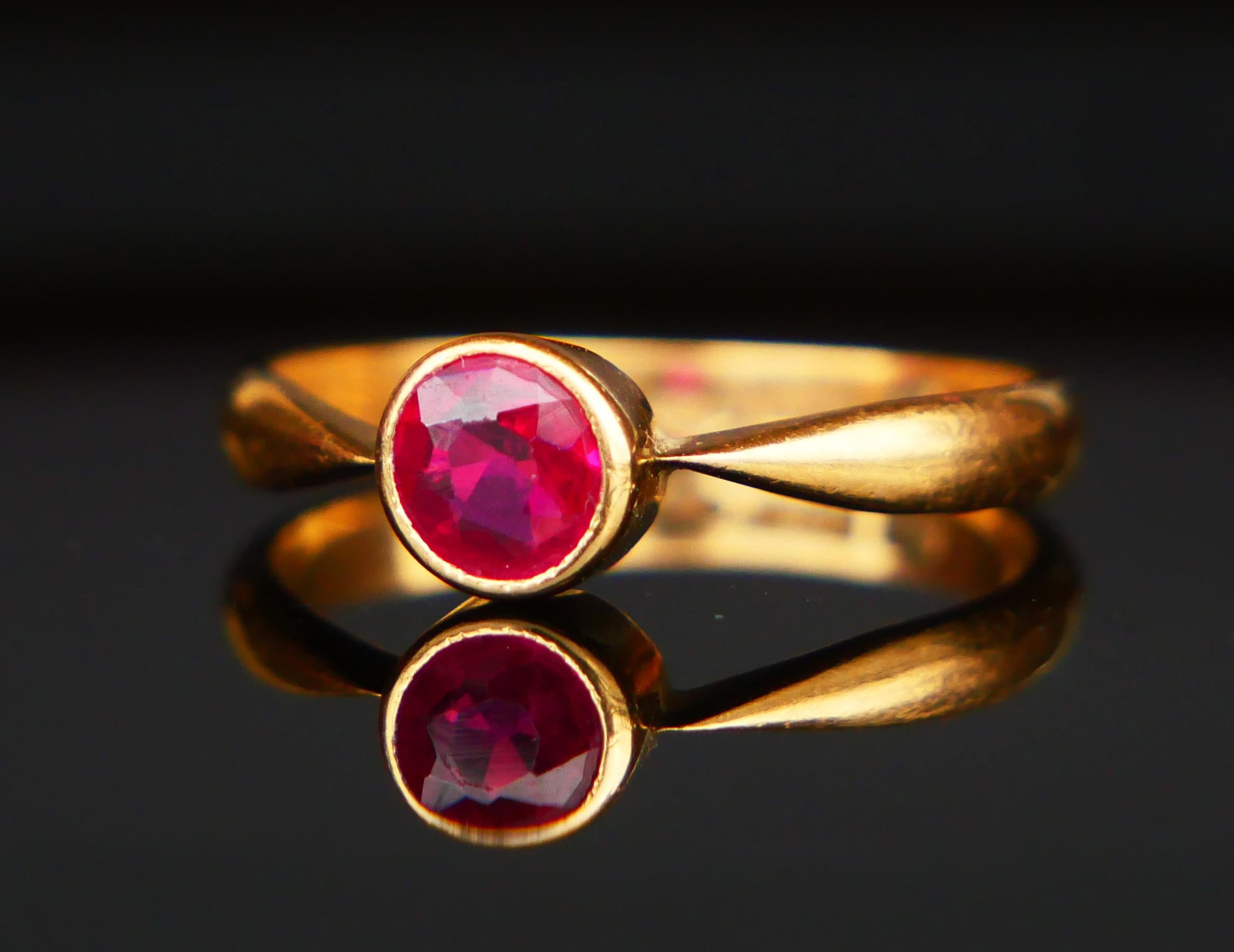 1937 Anillo Nórdico Rubí macizo Oro 18K Ø8US / 2,85 gr en venta 1