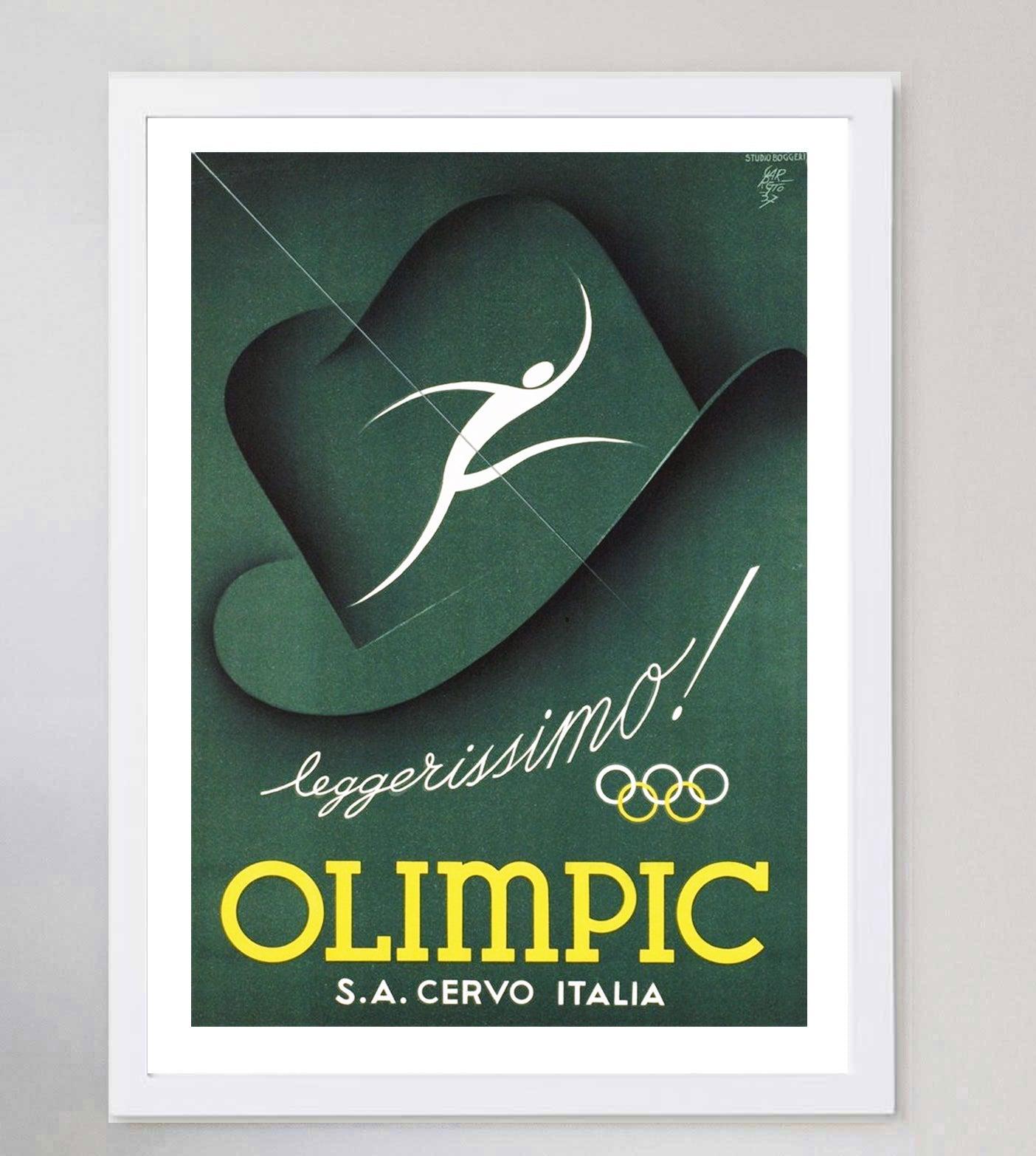 1937 Olimpic Italia Original Vintage Poster In Good Condition For Sale In Winchester, GB