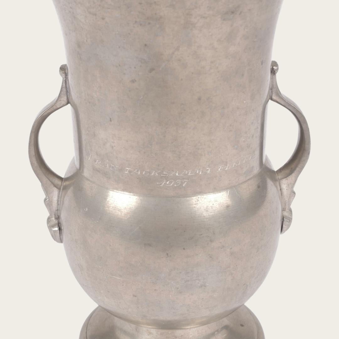 Swedish 1937 Pewter Vase by GAB Tenn For Sale