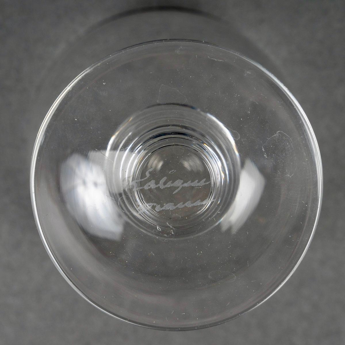 1937 René Lalique - Juego modernista Art Déco de 8 copas de vino Tonnerre Francés en venta