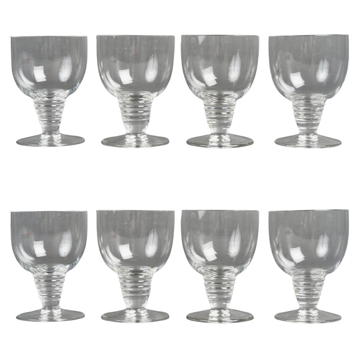 1937 René Lalique - Art Deco Modernist Set of 8 Wine Glasses Tonnerre