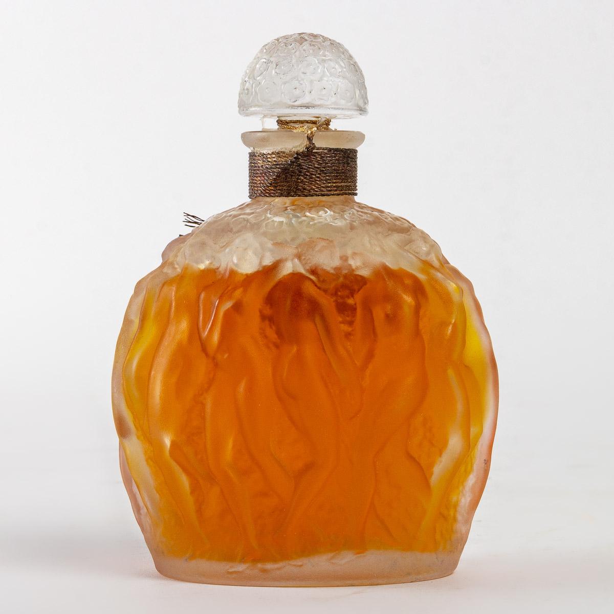 Molded 1937 Rene Lalique Calendal Perfume Bottle for Molinard Glass Full Sealed Boxed