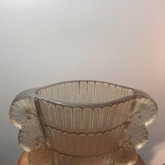 1937 René Lalique Jaffa Vase in Clear Frosted Sepia Stained Glass