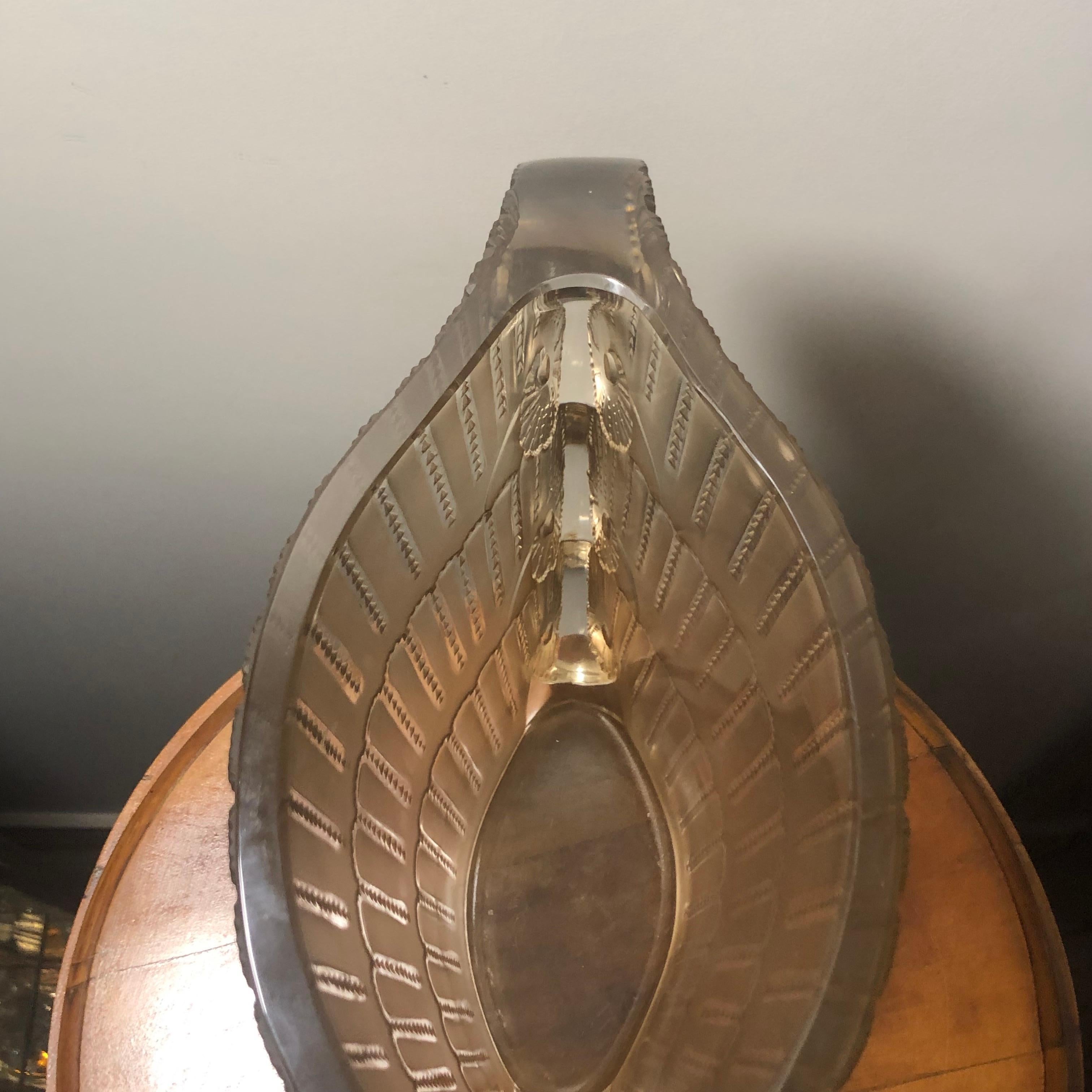 Mid-20th Century 1937 René Lalique Jaffa Vase in Clear Frosted Sepia Stained Glass