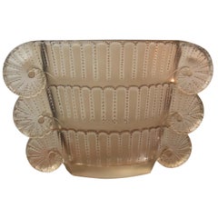1937 René Lalique Jaffa Vase in Clear Frosted Sepia Stained Glass