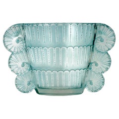 1937 René Lalique Vaso di Jaffa in vetro smerigliato con patina turchese