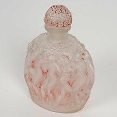 1937 Rene Lalique Perfume Bottle Calendal for Molinard Frosted Glass Pink Patina
