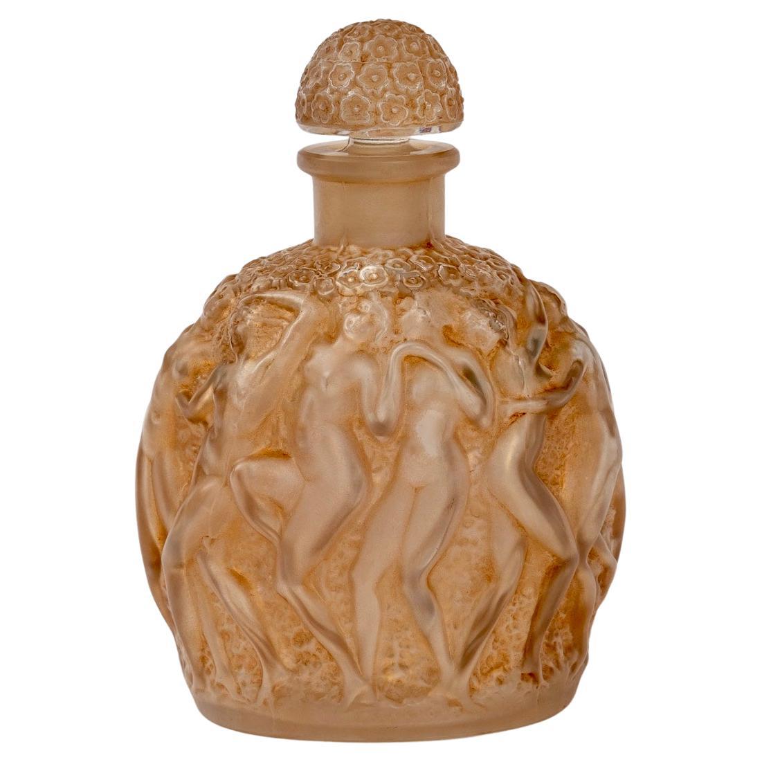 1937 Rene Lalique Perfume Bottle Calendal for Molinard Glass Sepia Patina