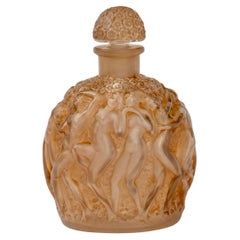 1937 Flacon de parfum Rene Lalique Calendal pour Molinard Verre Patina Sépia
