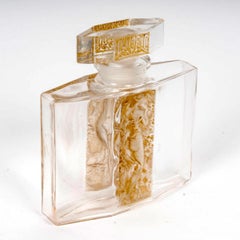 1937 René Lalique Perfume Bottle Olimpic for Hermanny Glass Sepia Patina